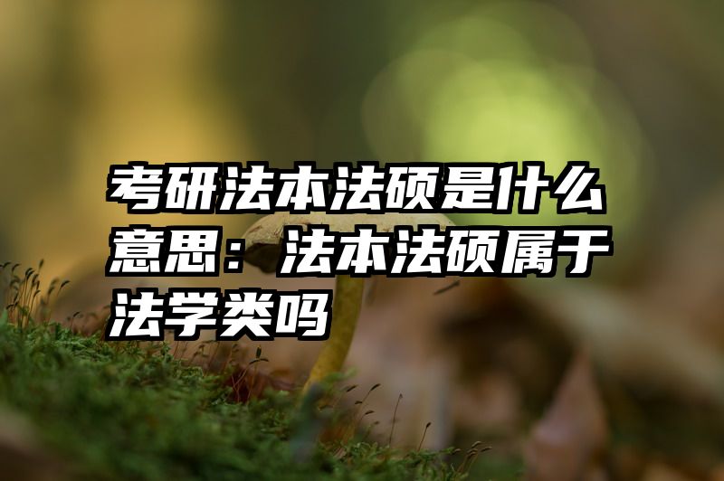 考研法本法硕是什么意思：法本法硕属于法学类吗