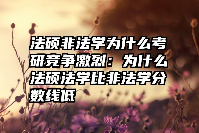 法硕非法学为什么考研竞争激烈：为什么法硕法学比非法学分数线低