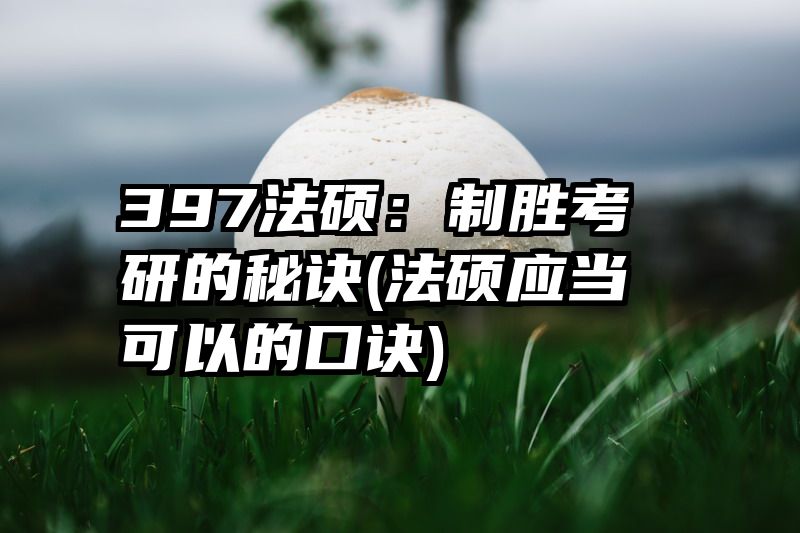 397法硕：制胜考研的秘诀(法硕应当可以的口诀)