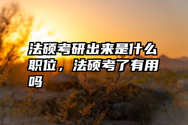 法硕考研出来是什么职位，法硕考了有用吗